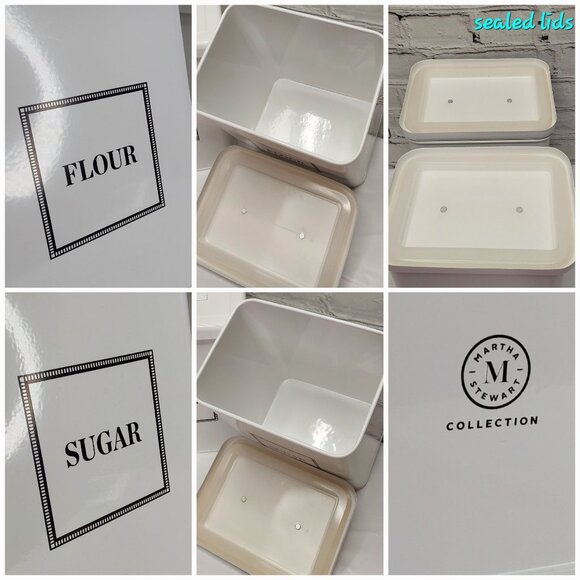 MARTHA STEWART WHITE ENAMEL CANISTER TWO PIECE SET - Picture 15 of 16